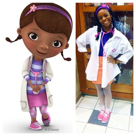 I was #DocMcStuffins today for Character Day! We're obvi twinzz! #homecoming #halloween #costume #ideas Cartoon Characters Dress Up, Characters Day Spirit Week, Dress As Your Favorite Movie Character, Homecoming Character Day Ideas, Dress Like A Character Day At School, Hoco Character Day Ideas, Cartoon Character Outfits Spirit Week, Book Characters Halloween Costumes, Movie Character Spirit Week