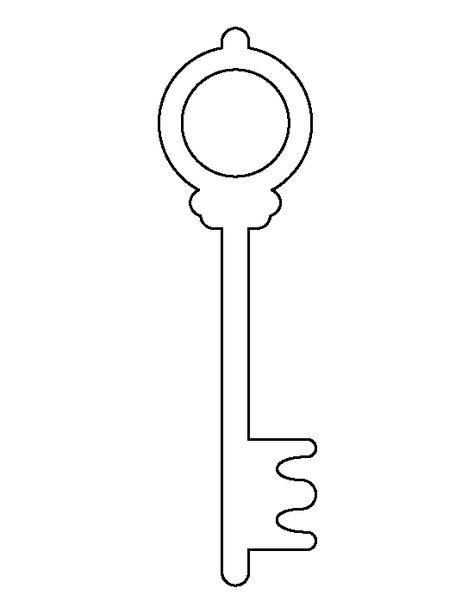 Skeleton key pattern. Use the printable outline for crafts, creating stencils, scrapbooking, and more. Free PDF template to download and print at http://patternuniverse.com/download/skeleton-key-pattern/ Key Template Free Printable, Key Outline, Key Printable, Key Template, Printable Outline, Shape Templates, Free Shapes, House Keys, Wood Carving Patterns