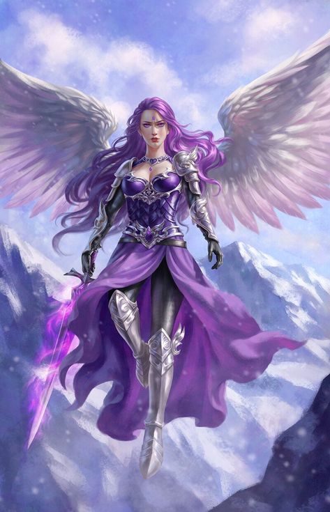 ArtStation - Tyria Character Art Female, Large Fairy Garden, Female Angel, Purple Angel, Storyboard Ideas, Angel Princess, American Flag Wallpaper, Autumn Girl, Angel Images