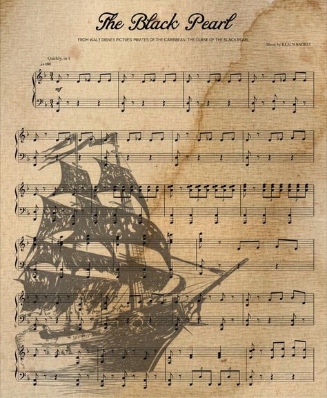 The Black Pearl Sheet Music Art Print, Pirates Of The Caribbean Sheet Music, Framed Sheet Music Pirate Music, Framed Sheet Music, Sheet Music Artwork, Sheet Music Wall Art, Pirate Songs, Music Art Print, Movie Board, Sheet Music Art, Pirates Cove