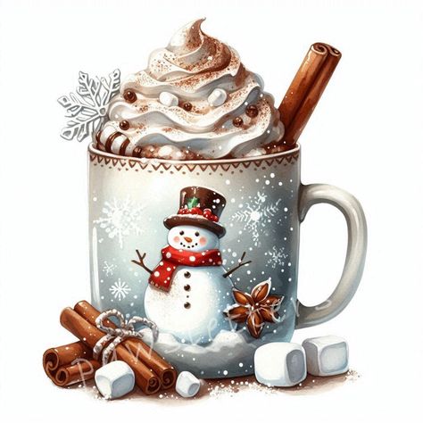 Holiday Hot Cocoa Mug Clipart 10 High Res Watercolor JPGs Winter Hot Cocoa, Holiday Printables, Christmas Cards, Cozy Hot Chocolate Graphics Warm up your holiday designs with the Holiday Hot Cocoa Mug Clipart collection, featuring 10 high-resolution watercolor JPGs of cozy, festive hot chocolate mugs. Each image captures the essence of winter comfort, with charming details like whipped cream, candy canes, and marshmallows, making these illustrations perfect for Christmas cards, holiday printable Watercolor Hot Chocolate, Hot Cocoa Painting, Christmas Decoration Drawing, Cozy Holiday Aesthetic, Winter Illustration Design, Christmas Food Illustration, Christmas Images Printable, Hot Cocoa Art, Hot Cocoa Clipart