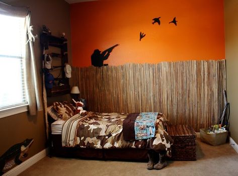 I am fully aware that this room will not  appeal to the tastes of the masses! Only in Texas and various other southern states, will friends... Hunting Bedroom, Camo Bedroom, Camo Rooms, Hunter Room, Hunting Room, Teen Boy Bedroom, Big Boy Room, Boys Bedrooms, Boy's Bedroom