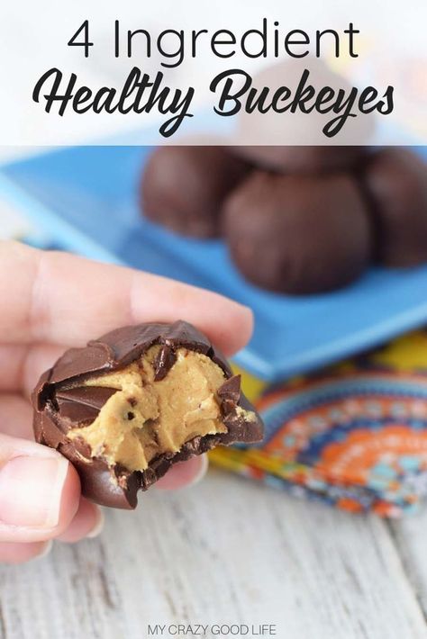 These gluten free Buckeyes are a protein-packed way to satisfy a peanut butter cup craving! Just four ingredients to a delicious and easy healthy dessert–including honey and coconut flour! Use dark chocolate chips for a healthier coating. 21 Day Fix Dessert Recipes 21 Day Fix Dessert, Keto Buckeyes, 21 Day Fix Desserts, Easy Healthy Dessert, Peanut Butter Buckeyes, Healthy Peanut Butter Cups, Dessert Healthy, 2b Mindset, Desserts Healthy