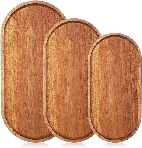 Amazon.com | Baderke 3 Pcs Solid Wood Plates Acacia Wooden Serving Trays Oval Wood Platter Walnut Rectangular Serving Board Long Bread Fruit Dishes for Home Decoration Kitchen Bathroom Vegetables Charcuterie: Platters Coffee Cake Bread, Wood Serving Platter, Bread Fruit, Wood Plates, Wooden Platters, Wood Platter, Wooden Trays, Cake Bread, Fruit Dishes