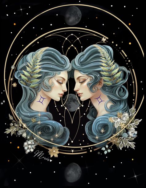 Gemini Art Goddesses, Art Goddesses, Gemini Art, Zodiac Signs Gemini, Zodiac Art, Scorpio Zodiac, Aquarius Zodiac, Zodiac Sagittarius, Zodiac Capricorn