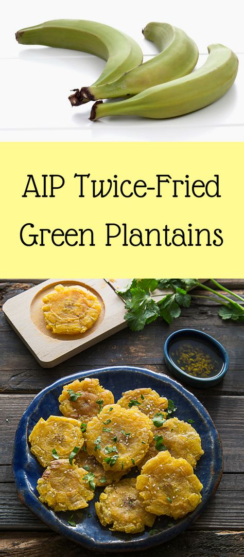 Made with healthy fats, these AIP twice fried green plantains are the perfect breakfast, snack, lunch or dinner! Simple and Easy they taste divine! Patacones Recipe, Green Plantains, Party Side Dishes, Small Bites Appetizers, Dinner Simple, Aip Paleo Recipes, Snack Lunch, Paleo Cookbook, Soy Free Recipes