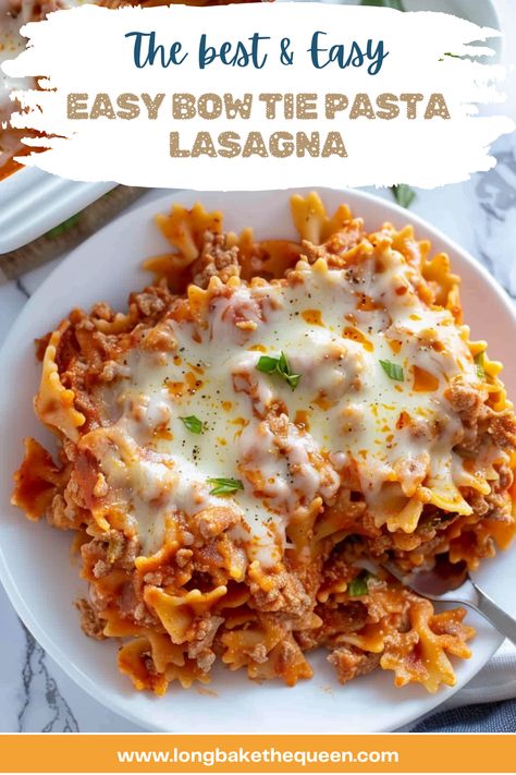 Indulge in comfort with our Easy Bow Tie Pasta Lasagna! Creamy, cheesy, and quick to make. Try it for dinner tonight and say goodbye to culinary stress. Click to get the recipe now! Bows Pasta Recipes, Bow Tie Pasta Casserole Recipes, Lasagna With Bow Tie Pasta, Bow Tie Lasagna Bake, Bowtie Lasagna Bake, Bow Tie Pasta Lasagna, Bow Tie Lasagna Recipe, Easy Bow Tie Pasta Recipes, Bow Tie Lasagna