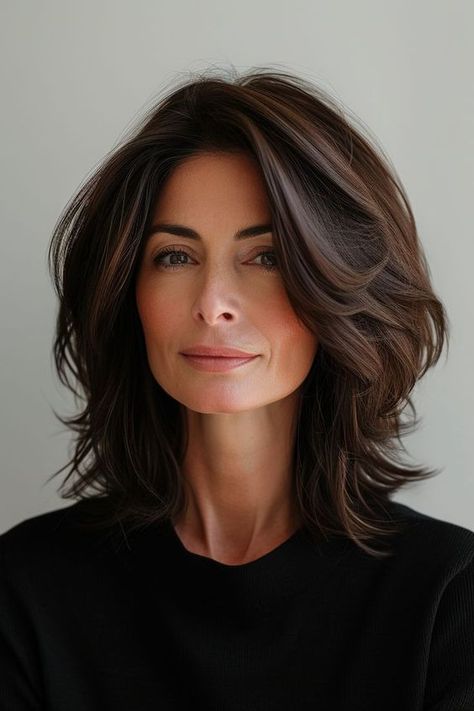 Step into a low-maintenance routine with layered bob hairstyles, ideal for women over 50 who value simplicity without compromising on style. Haircuts For Medium Length Hair, Layered Haircuts For Medium Hair, Layered Bob Hairstyles, Haircuts For Medium Hair, Layered Bob, Medium Hair Cuts, Shoulder Length Hair, Medium Length Hair Cuts, Great Hair