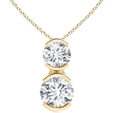 Angara Two Stone Diamond Bypass Pendant in 14K Yellow Gold | G, VS2 Grade 0.25 Carat Prong Set Round Diamond (3.2mm) | Google Shopping Gold G, Jewelry Rings Engagement, Google Shopping, Diamond Pendant, Round Diamond, Prong Setting, Round Diamonds, Diamond Necklace, Yellow Gold