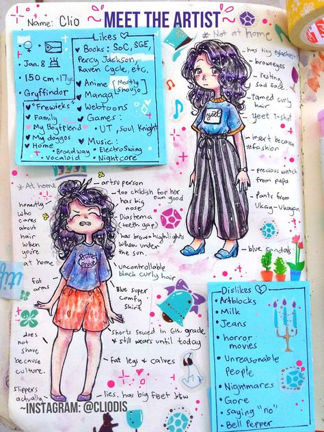 Meet The Artist Sketchbook, Oc Introduction Drawing, Meet The Artist Drawing, Meet The Oc, Meet My Oc, Adorable Anime, Oc Design, Art Therapy Projects, Diy Journal Books