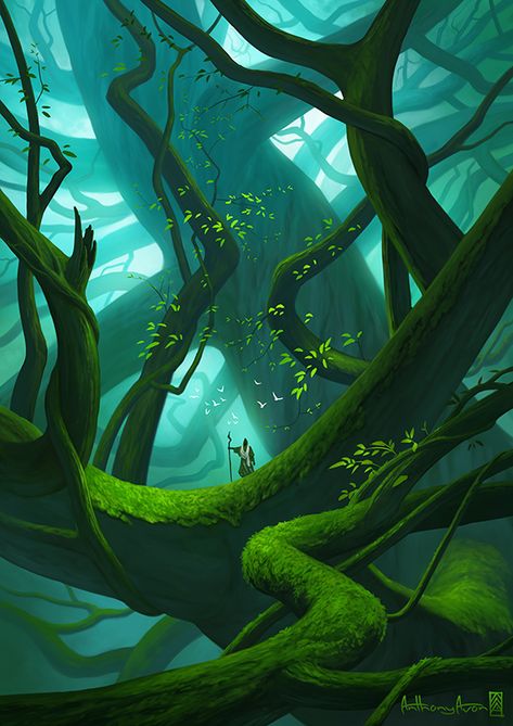 Anthony Avon on Twitter: "Green. #digitalart… " Forest Background, Fantasy Setting, Fantasy Places, Cool Wallpapers Cartoon, Game Concept Art, Fantasy Art Landscapes, Fantasy Aesthetic, Green Art, Environment Concept Art