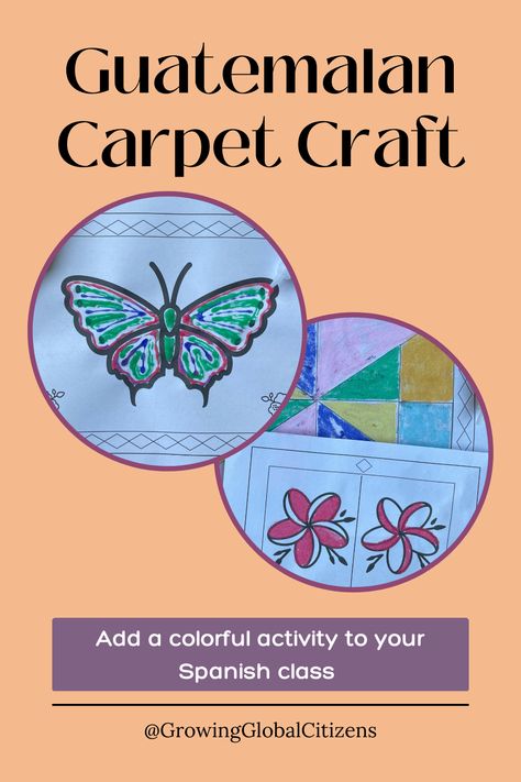 Bring some Guatemalan culture into your Spanish class with this colorful and educational carpet activity. Your students will love creating their own carpets while learning about the traditions behind these works of art. Guatemala Crafts, Guatemalan Culture, Sand Art Projects, Spanish Flowers, Spanish Crafts, World Language Classroom, Language Classroom, Cultural Crafts, Spanish Club