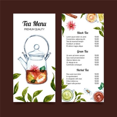 Watercolor Menu Design, Resturant Menu, Menu Watercolor, Watercolor Menu, Cafe Menu Design, Menu Card Design, Coffee Shop Menu, Menue Design, Tea Cafe