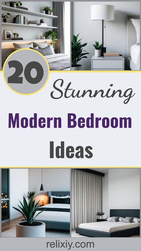 20 Stunning Modern Bedroom Ideas To Refress Your Space Bedroom Speakers, Uncluttered Bedroom, Small Modern Bedroom, Bedside Table Nordic, Modern Guest Bedroom, Minimalist Nightstand, Modern Bedroom Ideas, Shiplap Accent Wall, Luxe Home