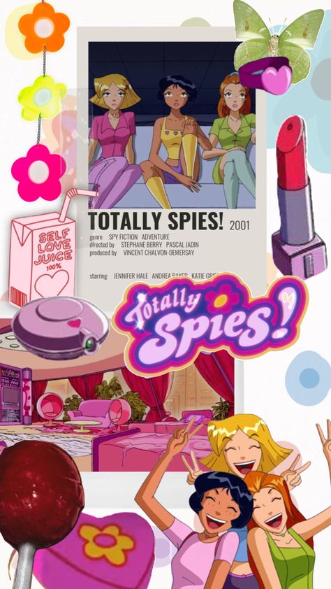 #totallyspies #2000s #2000saesthetic #cute #collage #art #moodboard #pink #aesthetic Cartoon Film, Totally Spice Aesthetic, Totally Spies Aesthetic Wallpaper, Barbie 2000s Aesthetic, Totally Spies Wallpaper, Totally Spies Aesthetic, 2000s Collage, 2000s Shows, 2000s Wallpaper