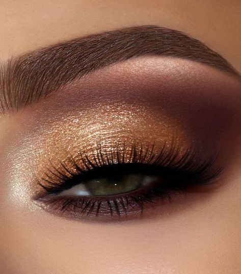 Evening Eye Makeup, Bronze Eye Makeup, Glam Glow, Holiday Makeup Looks, Shiny Eyes, Eye Makeup Designs, Evening Makeup, Holiday Makeup, Festival Makeup