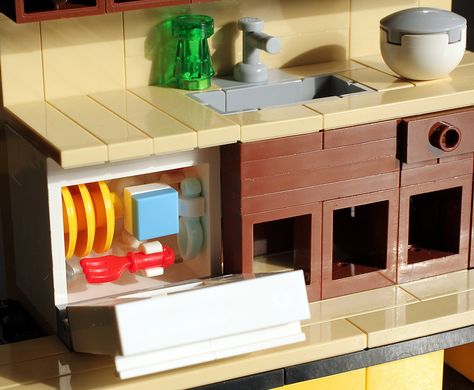 Lego dish washer kitchen sink rice cooker Lego Furniture Ideas, Lego Interior Design, Lego Kitchen, Lego House Ideas, Instructions Lego, Lego Furniture, Lego Diy, Lego Activities, Lego Craft