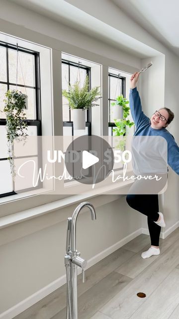 Cari Prebble | HTHDD on Instagram: "Who knew a <$50 upgrade could make such a HUGE impact?!🙌🏻 This window upgrade project was a WILD ride, and I wasn’t even 100% sure it would work out at first…BUT IT FREAKING WORKED YALL! And I love it🥹 This is a perfect project if you’re looking to update your windows, without having to dish out the $$$ for new ones! Materials Used: - 1/4-in x 3/4-in PVC Bead Trim - Gorilla Double-Sided Mounting Tape - Krylon Colormaxx Black Spray Paint & Primer in Satin (for grids) - Krylon Colormaxx Black Acrylic Latex Paint in Satin (for window frames) - (OPTIONAL) Frosted Glass Privacy Film from @amazon Paint Colors: Walls - “Egret White” by @sherwinwilliams Trim - “Shiitake” by @sherwinwilliams Be sure to save this reel for reference, and follow @housetohomedi Paint Aluminum Windows, Window Upgrade, Glass Privacy Film, Egret White, Frosted Glass Window, Black Spray Paint, Privacy Film, Plastic Windows, Painting Plastic