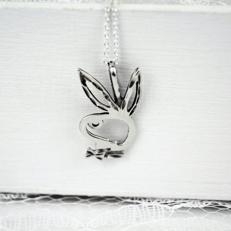 Playboy Bunny Necklace, Vintage Sterling Silver Charm Bunny Necklace, Vintage Sterling Silver Charms, Playboy Bunny, Necklace Vintage, Sterling Silver Charm, Sterling Silver Chain, Vintage Charms, Vintage Sterling Silver, Sterling Silver Chains