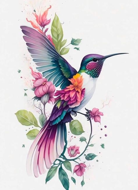 Hummingbird Flower Tattoos Shoulder, Hummingbird Art Drawing, Hummingbird Flower Tattoos, Hummingbird Pictures, Hummingbird Art, Hummingbird Flowers, Hummingbird Tattoo, Birds Tattoo, Tattoos Ideas