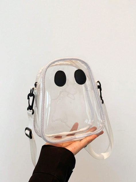 1pc Ghost Shape Transparent Plastic Bag, Cute & Funny Shoulder Crossbody Bag For Women, Suitable For Parties And Vacations, Waterproof, Sandproof Transparent Bag, Beach Sports Picnic Snacks Clear Purse For WomenI discovered amazing products on SHEIN.com, come check them out! Transparent Bag Aesthetic, Picknick Snacks, Picnic Snacks, Ghost City, My Style Bags, Clear Purses, Unique Handbags, Women Crossbody Bag, Beach Sports