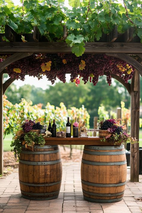 Wedding venue design. Rustic two-tier barrel display with wine station under grape arbor.

Vineyard weddings are magical - the lush greenery, the intoxicating aroma of grapes, and the natural rustic charm. But how do you make your vineyard wedding stand out from the rest? Enter our 30 innovative, rustic wedding design concepts. Dive into this visually pleasing banquet of ideas, masterfully blending the…

Read more: https://tastywed.com/generated-post-30-rustic-vineyard-wedding-setup-design-concepts/ Wine Barrel Centerpieces, Vineyard Kitchen Theme, Vineyard Party Decor, Winery Restaurant Design, Wedding In Vineyard, Wine Yard Wedding, Small Vineyard Wedding, Wine Wedding Theme, Wine Country Aesthetic