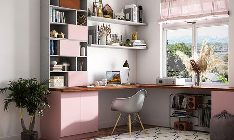 Directions of study room vastu to induce laziness, restlessness and a sense of tension Study Room Colour Combination, Feminine Study, Grey Study, Corner Dining Table, Wooden Study Table, Reka Bentuk Bilik Tidur, Bedroom Indian, Room Color Combination, Study Table Designs