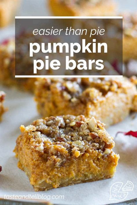 Skip the pumpkin pie this year and go for these Pumpkin Pie Bars that are so much easier to make and to eat! An easy oat crust is topped with a creamy pumpkin filling and a sugary topping to take them over the top. #recipe #pumpkin #pumpkinpie #dessert Sweet Pumpkin Recipes, Oat Crust, Pumpkin Filling, Savory Pumpkin Recipes, Recipe Pumpkin, Pie Pumpkin, Pumpkin Pie Mix, Pumpkin Pie Bars, Easy Pumpkin Pie