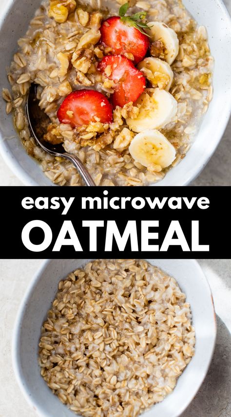 This handy Microwave Oatmeal how-to guide includes easy-to-follow instructions, troubleshooting tips, and flavoring and topping ideas. It’s all you need to make a hearty, healthy, and delicious bowl of oatmeal in minutes. Homemade Oatmeal Microwave, Healthy Instant Oatmeal Recipes, Healthy Microwave Oatmeal, Oatmeal For One Person, How To Make Instant Oatmeal, Minute Oats Recipes, How To Make Oatmeal In Microwave, Oatmeal Microwave Recipes, Oatmeal Recipes Breakfast Microwave