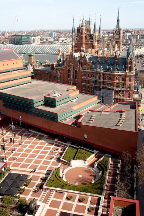 British Library And St. Pancras | by ClydeHouse British Library London, John Wilson, Kings Cross, London Architecture, St Pancras, London Landmarks, The British Library, London Places, Top Floor