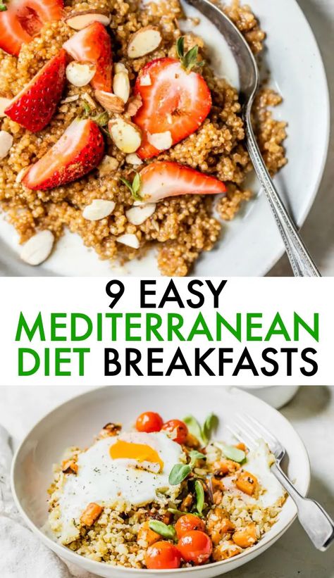 Enjoy these EASY Mediterranean Diet breakfast recipes every day of the week! They're made with real food and will leave you feeling satisfied all morning long #mediterraneandiet #breakfast Easy Mediterranean Diet Breakfast, Mediterranean Diet Recipes For Beginners, Mediterranean Diet Breakfast Recipes, Easy Mediterranean Diet, Mediterranean Diet Breakfast, Mediterranean Diet Food List, Mediterranean Recipes Healthy, Mediterranean Breakfast, Mediterranean Diet Recipes Dinners