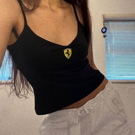 Ferrari Shirt Aesthetic, Ferrari Clothing, Ferrari Clothes, Ferrari Outfit, Ferrari Merch, Ferrari Top, Ferrari Girl, Stylish Wedding Dresses, Walk In Wardrobe