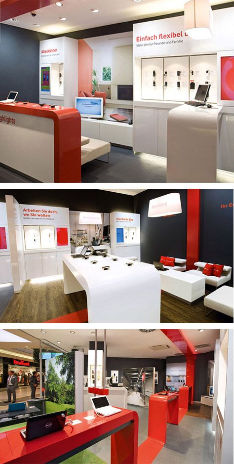 MOBILE STORES! Vodafone shops, Germany Holographic Displays, Mobile Store, Retail Store Design, Pop Up Store, Retail Design, Retail Store, Store Design, Loft Bed, Germany