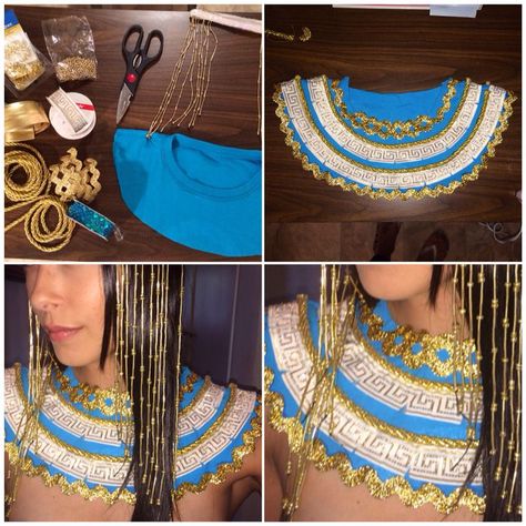 Diy Cleopatra, Egypt Costume, Cleopatra Halloween Costume, Cleopatra Halloween, Egyptian Party, Egyptian Dress, Starověký Egypt, Costume Accessories Diy, Diy Kostüm