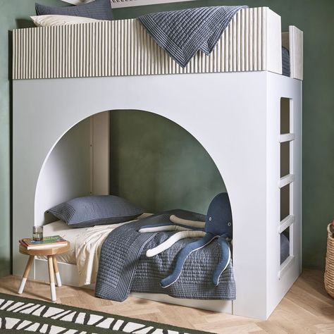 SSS Arches Bunk, Twin, Bleached Bone, WE Kids | West Elm West Elm Bedding, Bottom Bunk, Cool Bunk Beds, Kids Loft Beds, West Elm Kids, Shared Room, Kids Bunk Beds, Bunk Room, Kids Bedroom Furniture