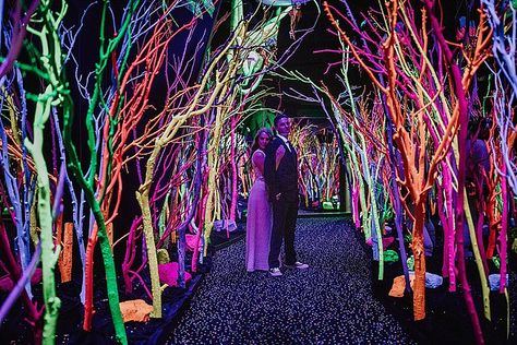 Edm Wedding Reception, Rave Themed Wedding, Trippy Wedding Theme, Rave Wedding Ideas, Rave Wedding Theme, Blacklight Wedding, Rave Wedding Reception, Trippy Wedding, Edm Wedding