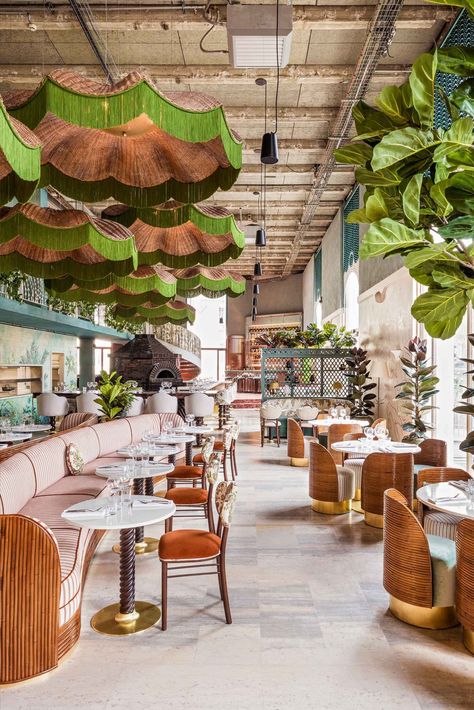 Italian Trattoria | Il Bambini Club Restaurants Bohemian Restaurant, Boho Restaurant, Tulum Restaurants, Eclectic Restaurant, Tropical Interior, Desain Pantry, Decoration Restaurant, Food At Home, Restaurant Concept