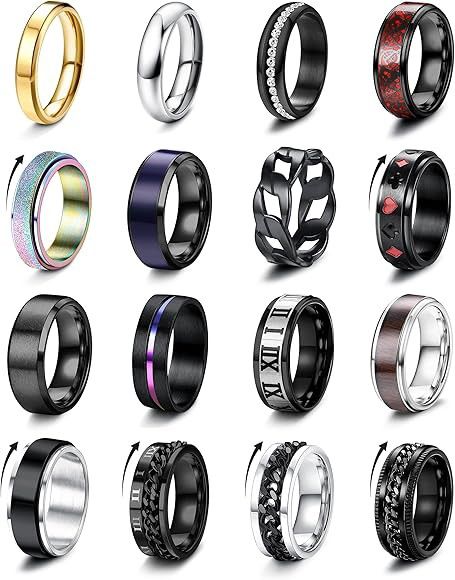 Rings Pack, Stainless Steel Wedding Bands, Biker Chain, Mens Band Rings, Mens Stainless Steel Rings, Rings Black, Fancy Jewellery Designs, Mens Rings, Wedding Promises