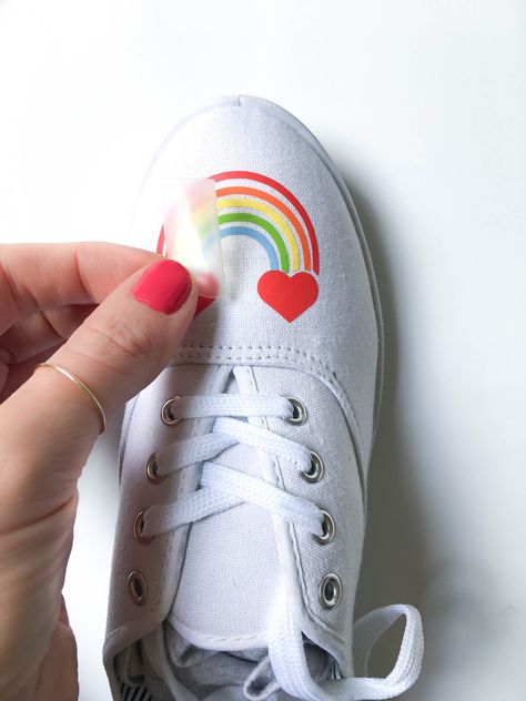 Donut Shoes, Statement Sneakers, Mini Iron, Rainbow Shoes, Hand Painted Shoes, Cricut Tutorials, Decorated Shoes, Cricut Projects Vinyl, Rainbow Design