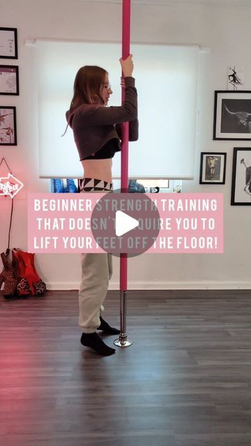 Practical Pole | Learn to Pole at Home on Instagram: "@lux_atl hit me up asking for some strength training that is suitable for students who can't hold themselves yet and I know you will all love this too 🙌. This is what I do with my beginners, providing progressions for those who need them. There are a lot of other variations on these exercises but these cover a little of everything that's useful for beginners to work on ☺️  You, or your students, may not look identical to this in your exercises but if you can feel it working that's all that matters 💪  #pdbeginners #polebeginners #beginnerspole #polestrengthtraining #pdstrengthtraining #poletutorial" Pole Conditioning Exercises, Pole At Home, Gym At Home Ideas, Pole Conditioning, Pole Workout, Pole Fitness Beginner, Beginner Pole, Conditioning Workouts, Pole Fitness