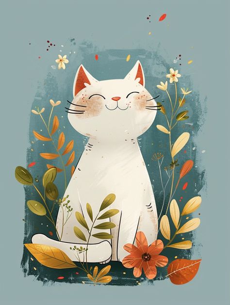 Image showcase presented by ThetaCursed, License: CC BY-NC 4.0 White Cat Painting, Stuffed Pumpkin, Cat Phone Wallpaper, Illustration Cat, Surrounded By Flowers, Cat Art Illustration, Grooming Tips, Halloween Drawings, Arte Inspo