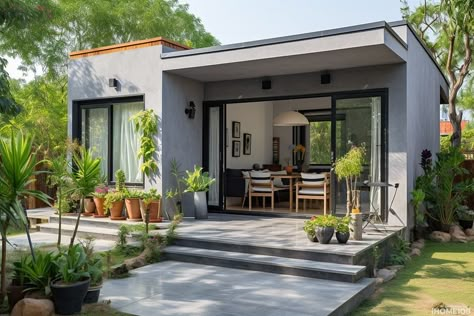 Industrial House Exterior, Small House Blueprints, Deck Railing Ideas, Backyard House, Railing Ideas, Contemporary House Exterior, Modern Small House Design, Modern Bungalow House, Deck Railing