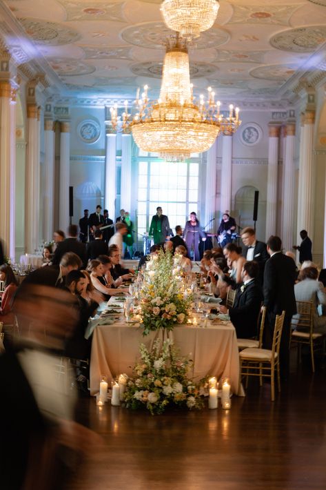 Biltmore Ballrooms in Atlanta, GA -- head table as dinner is served Biltmore Ballrooms Atlanta Wedding, Ballroom Party, Reception Head Table, Ballroom Reception, Ballroom Wedding, Head Table, Dinner Is Served, Wedding Dinner, Atlanta Wedding