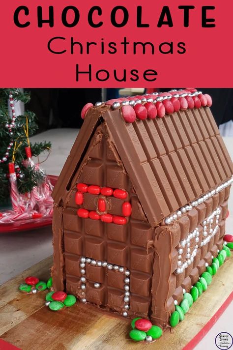 This Chocolate Christmas House is a great alternative to the Gingerbread Houses, especially if you are not a fan of gingerbread. Chocolate House Ideas, Chocolate Christmas House, Chocolate House Christmas, Chocolate Gingerbread House, Gingerbread Contest, Childhood Christmas, Outdoors Quotes, Chocolate House, Gingerbread House Designs