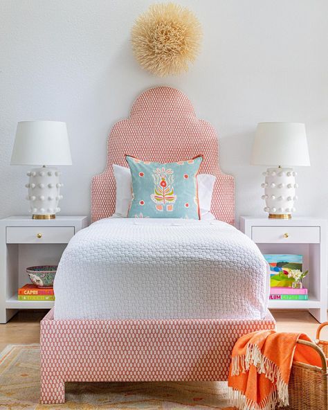 Oyster Creek Studios 🐚 | our classic R O S I E scallop bed 💗🧡 paired with our M I C H E L L E nightstands ! perfect for a little girl’s room, guest bedroom, or… | Instagram Scallop Bed, Cart Furniture, Girl’s Room, Living Table, Sofa Shop, Upholstered Furniture, Kids Rooms, Interior Design Firms, Guest Bedroom