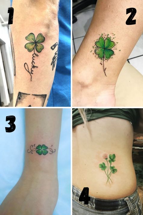 Luckiest Four Leaf Clover Tattoos - tattooglee Four Leaf Clover Dog Paw Tattoo, Shamrock Tattoo Ideas, Irish Shamrock Tattoo For Women, Irish Clover Tattoo For Women, 4 Clover Leaf Tattoo, Small Shamrock Tattoos For Women, Four Leaf Clover Tattoo Design, Shamrock Tattoo For Women, Small Shamrock Tattoo