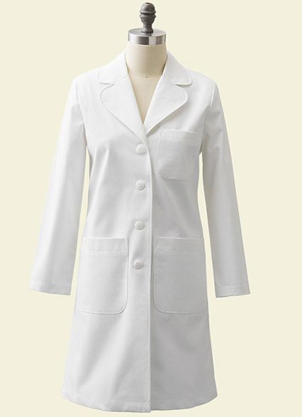 Pretty white labcoat... Lab Coat Design Ideas, Lab Coat Outfit, Lab Clothes, Medical Assistant Scrubs, Lab Coat Fashion, Women's Lab Coats, Women's Lab Coat, Doctor Coat, White Lab Coat