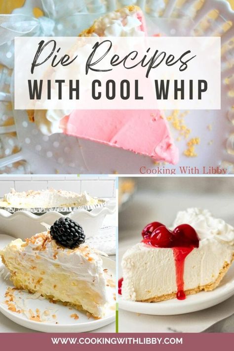 Cool Whip Yogurt Pie, Pudding And Cool Whip Pie, Cool Whip Cream Cheese Pie, No Bake Pudding Pie Cool Whip, Pudding Cool Whip Pie, Coolwhip Dessert Recipes Healthy, Jello Pies With Cool Whip, Cool Whip Recipes, Whip Recipes