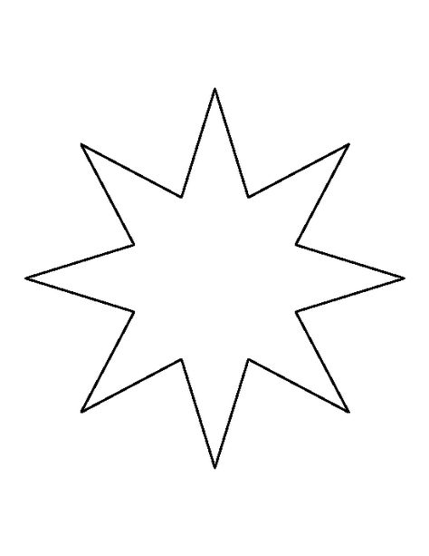 Eight point star pattern. Use the printable outline for crafts, creating stencils, scrapbooking, and more. Free PDF template to download and print at http://patternuniverse.com/download/eight-point-star-pattern/ Star Template Printable, Doodle Template, Eight Point Star, Draw Zentangle, Star Outline, Printable Shapes, Star Coloring Pages, Printable Star, Star Template