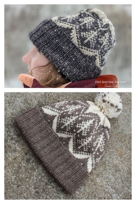 Hiking in the Snow Hat Knitting Pattern Knit Ski Hat Pattern Free, Icelandic Hat Knitting Patterns, Colorwork Hat Knitting Pattern, 2 Skein Knitting Projects, Snowflake Knitting Pattern, Flat Knit Hat Pattern Free, Irish Knitting Patterns, Free Knit Hat Patterns, Free Knitted Hat Patterns